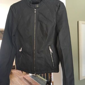 Gray faux leather jacket , brand new, size small
